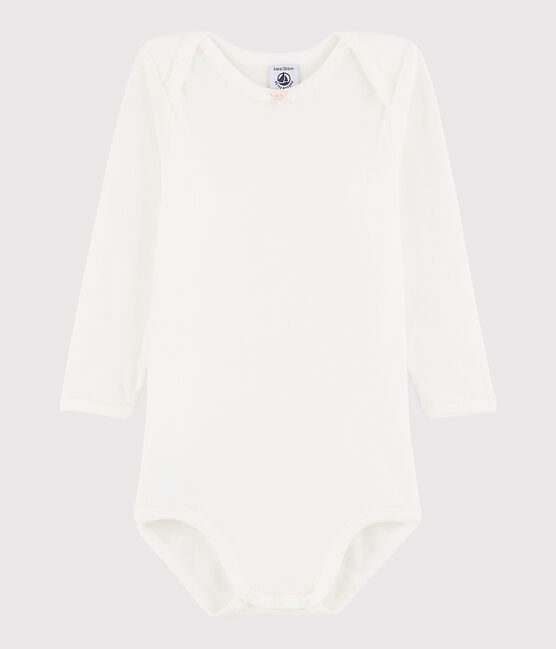 Bodi de manga larga de bebé niña blanco MARSHMALLOW/rosa MINOIS