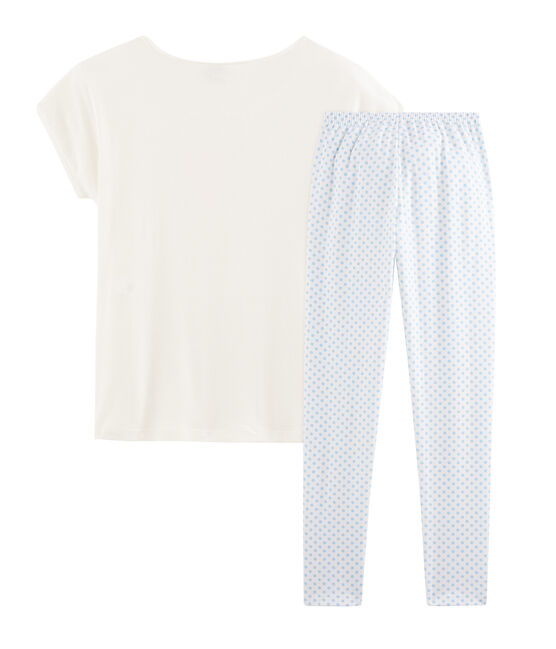 Pijama de punto para niña blanco MARSHMALLOW/azul JASMIN