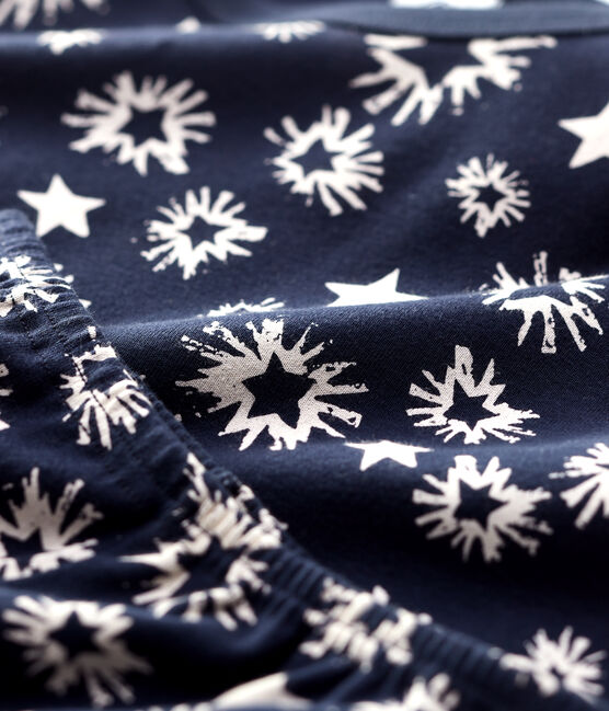 Pijama con estampado de estrellas de niño de algodón azul SMOKING/blanco MARSHMALLOW