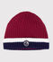 Gorro de punto tricotado con forro polar para bebé rojo AMARANTE/ MULTICO