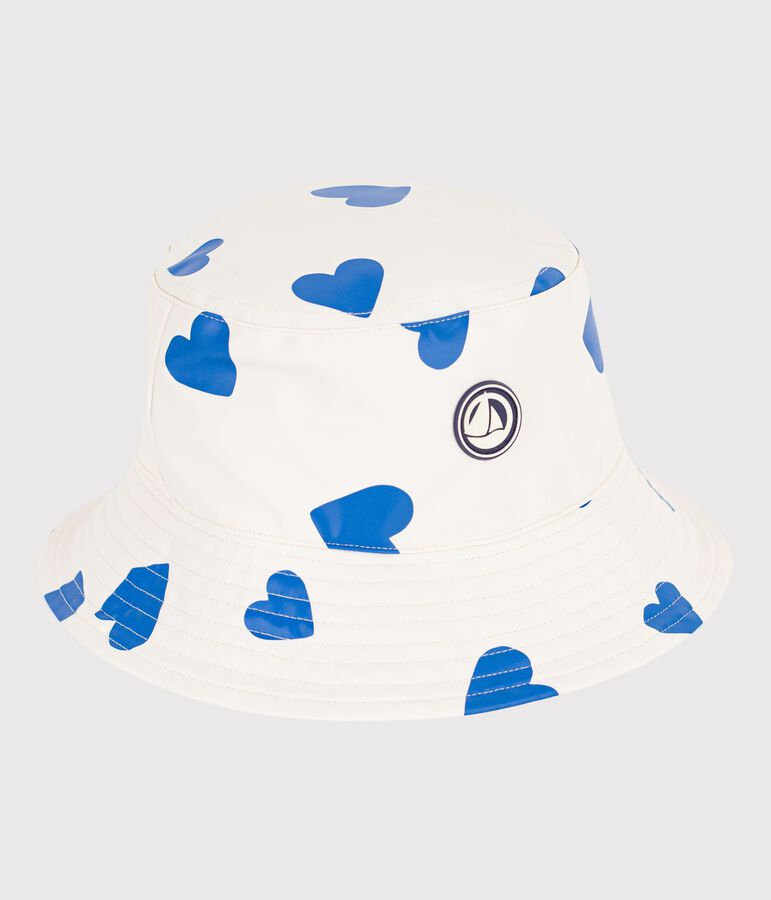 Gorro de lluvia infantil con estampado de corazones azul MILK/ CREPUSCULE