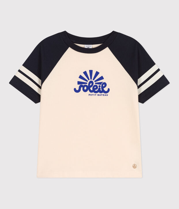 Camiseta estampada de punto para ni&ntilde;o crudo/azul