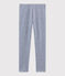 Leggings infantiles mil rayas de lana y algodón azul MEDIEVAL/blanco MARSHMALLOW