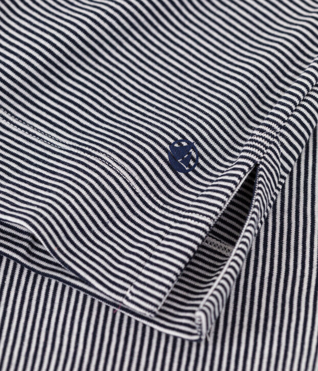 Camis&oacute;n de algod&oacute;n a rayas para mujer azul/blanco