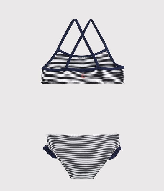 Traje de baño para niña azul ABYSSE/blanco LAIT