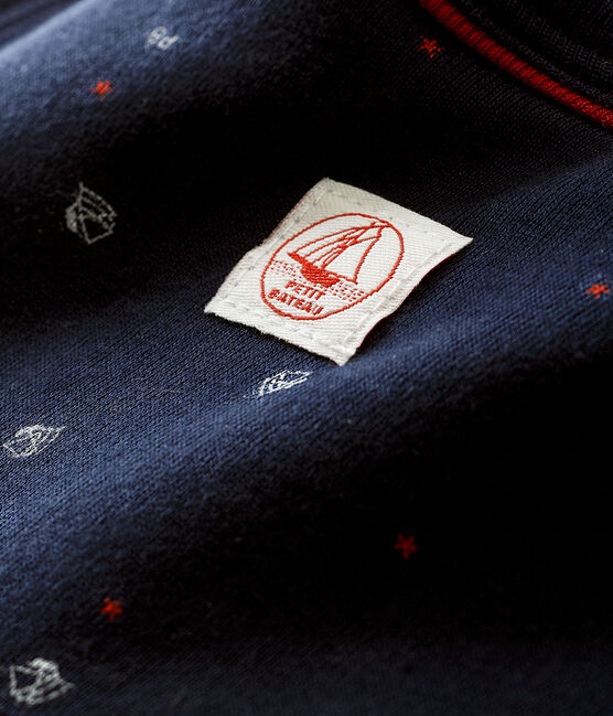 Babero para bebé niño con un estampado de veleros azul SMOKING/blanco MULTICO