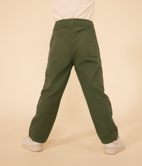Pantalón de tela de algodón para niño verde CROCO