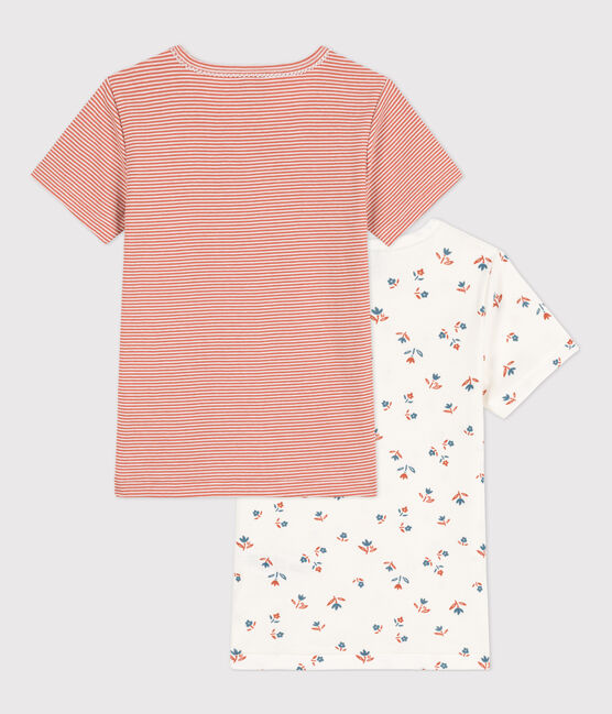Juego de 2 camisetas de manga corta con flores de algodón de niña variante 1