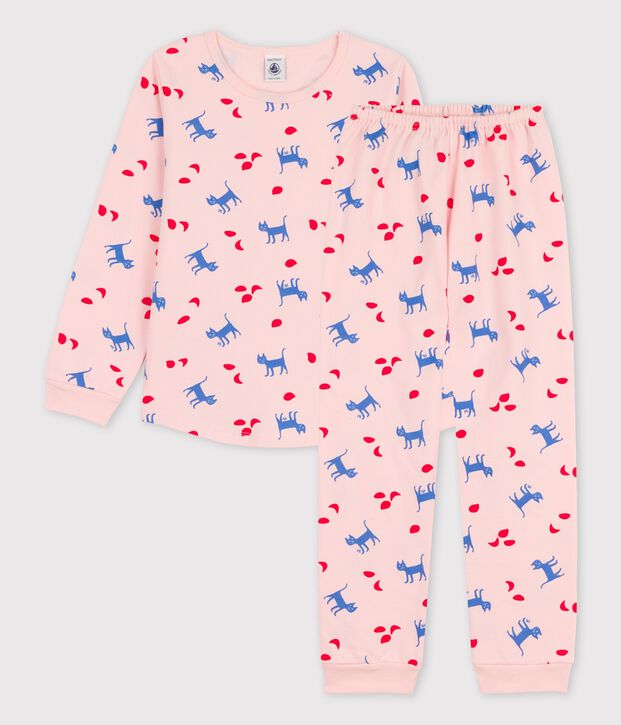 Pijama con gatos de algod&oacute;n de ni&ntilde;a rosa/multicolor