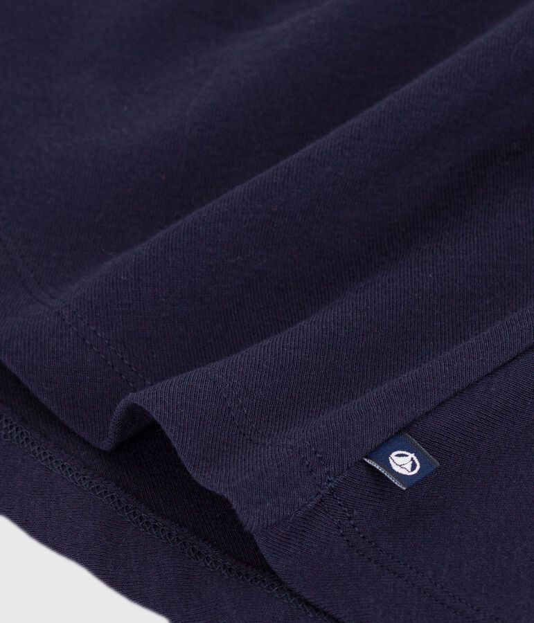 Vestido infantil liso de algod&oacute;n de manga corta azul SMOKING