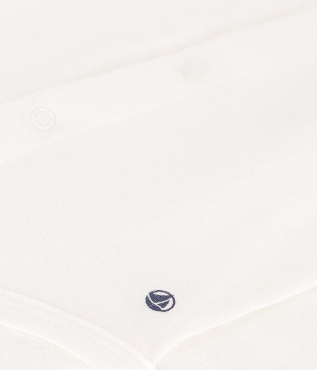 Body de manga larga con cuello de algod&oacute;n de beb&eacute; blanco