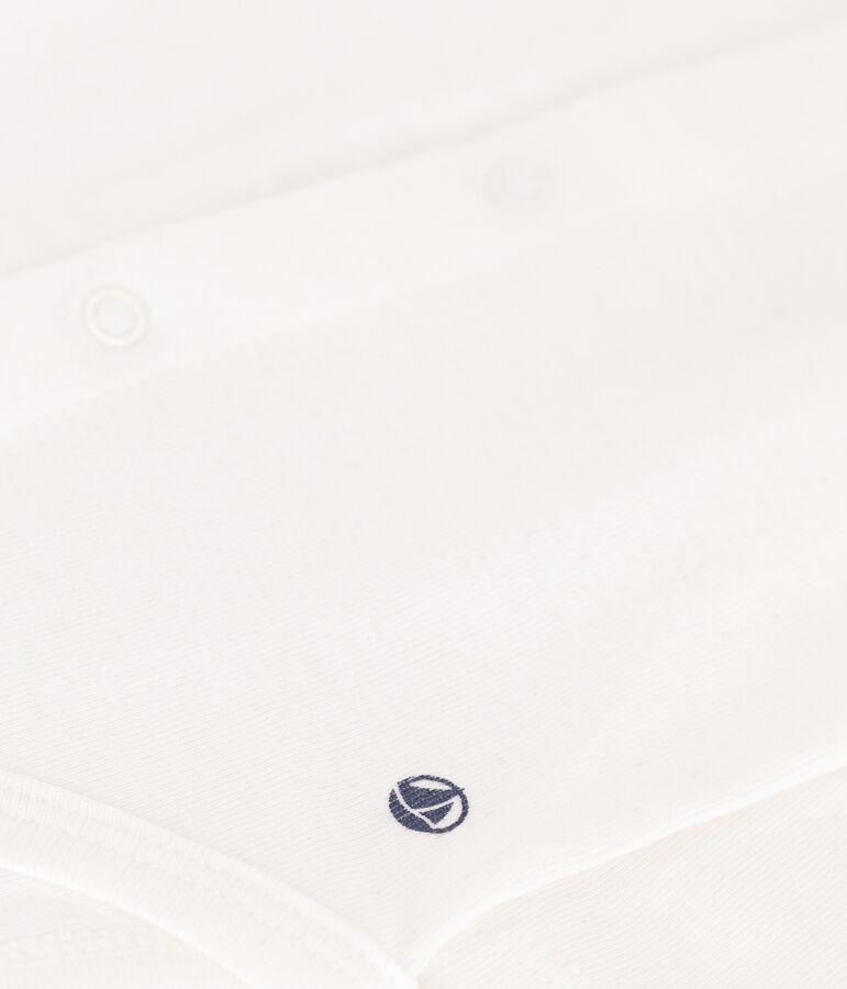 Body de manga larga con cuello de algod&oacute;n de beb&eacute; blanco