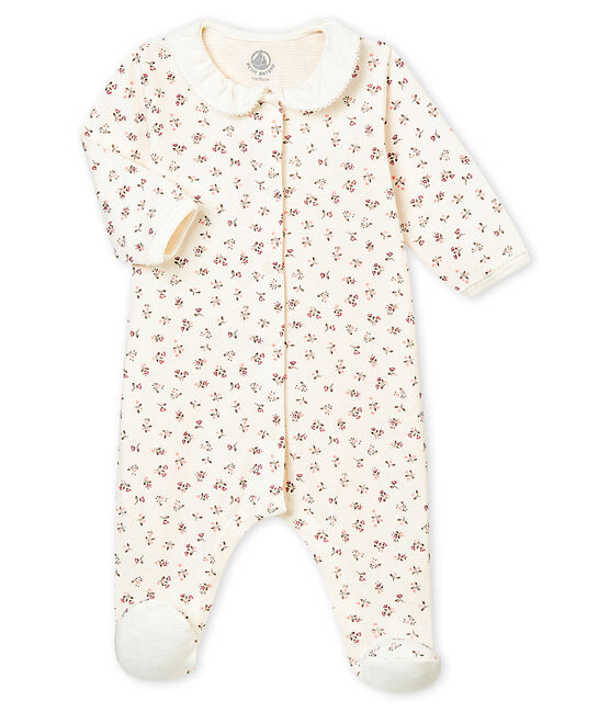 Pijama para bebé niña en túbico estampado blanco MARSHMALLOW/blanco MULTICO