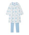 Camisón de terciopelo estampado con legging a juego blanco LAIT/azul BLEU/ MULTICO