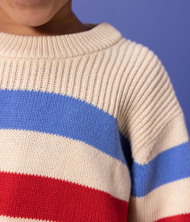 Jersey de algod&oacute;n a rayas para ni&ntilde;o/ni&ntilde;a crudo/azul/rojo