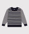 Jersey infantil de lana y algodón a rayas azul SMOKING/blanco MARSHMALLOW