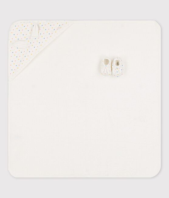 Toalla de baño de algodón orgánico para bebé blanco MARSHMALLOW/blanco MULTICO