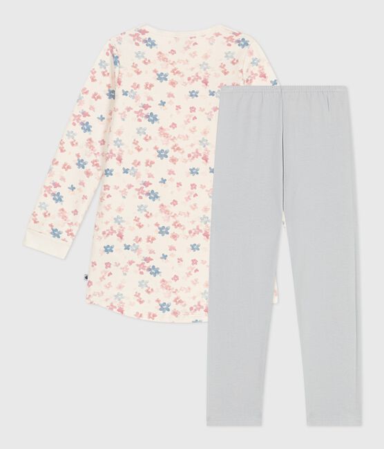 Camisón y leggings infantiles de felpa con estampado de flores MILK/ MULTICO