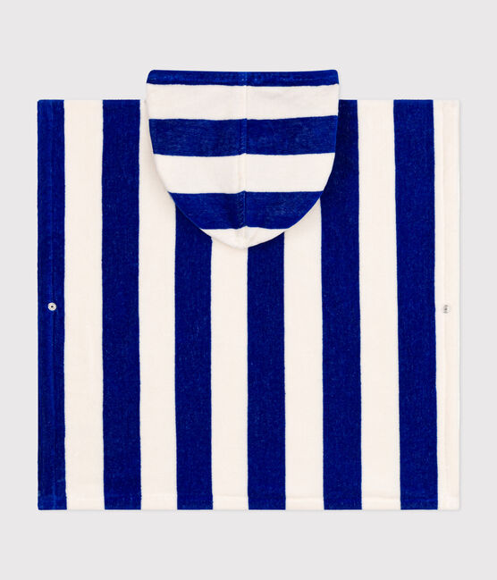PONCHO DE BAÑO TOALLA NIÑO RAYAS azul SURF/blanco MARSHMALLOW