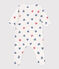 Pijama de algodón de corazones a rayas para bebé blanco MARSHMALLOW/blanco MULTICO