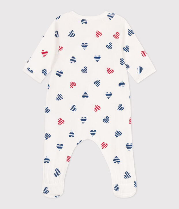 Pijama de algod&oacute;n de corazones a rayas para beb&eacute; blanco/multicolor