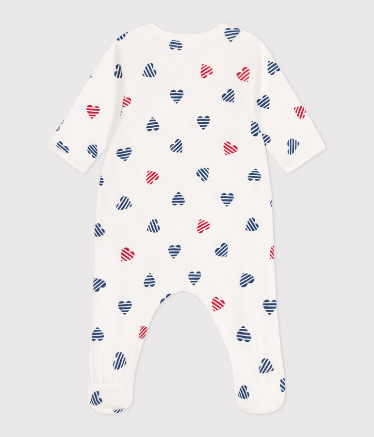 Pijama de algod&oacute;n de corazones a rayas para beb&eacute; blanco MARSHMALLOW/blanco MULTICO