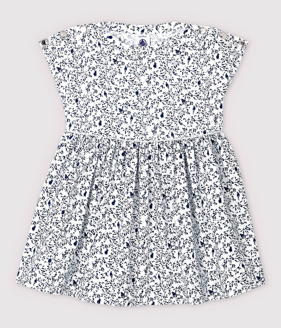 Vestido de manga corta de popelina de bebé niña blanco MARSHMALLOW/blanco MULTICO