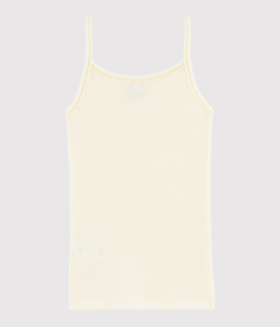 Camisa de tirantes de algodón y lana de niña blanco MARSHMALLOW