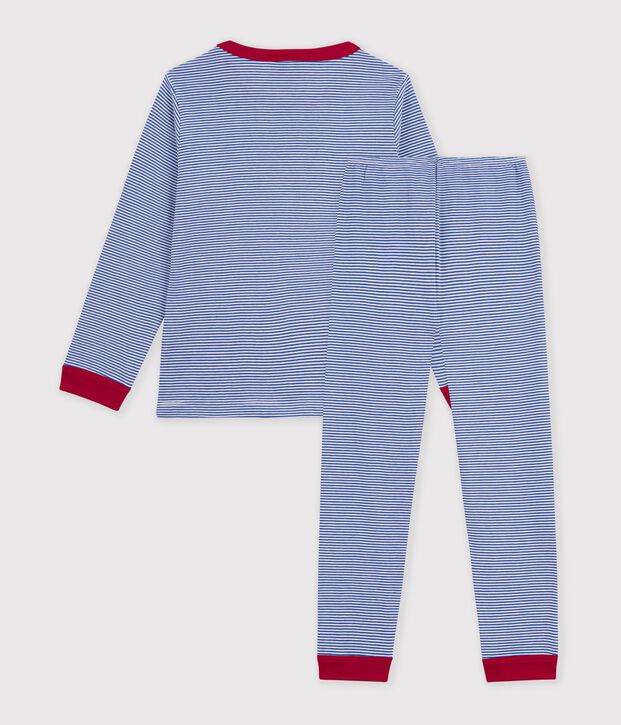Pijama infantil de algod&oacute;n a rayas azul/blanco
