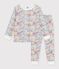 Pijama infantil de algod&oacute;n con flores blanco/multicolor
