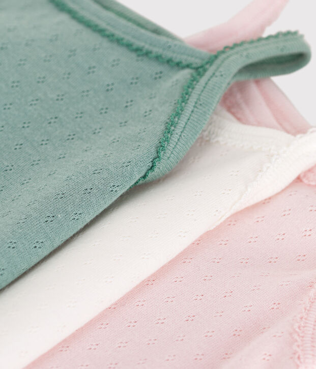 Juego de 3 bodis de tirantes de algod&oacute;n liso para beb&eacute; multicolor