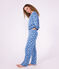 Pijama de algod&oacute;n con estampado de corazones para mujer azul/blanco