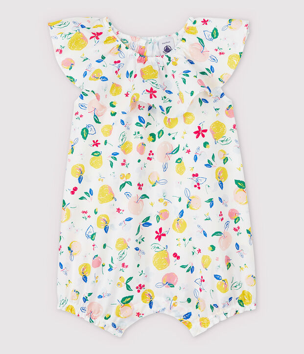 Mono corto de popelina de beb&eacute; ni&ntilde;a blanco/multicolor
