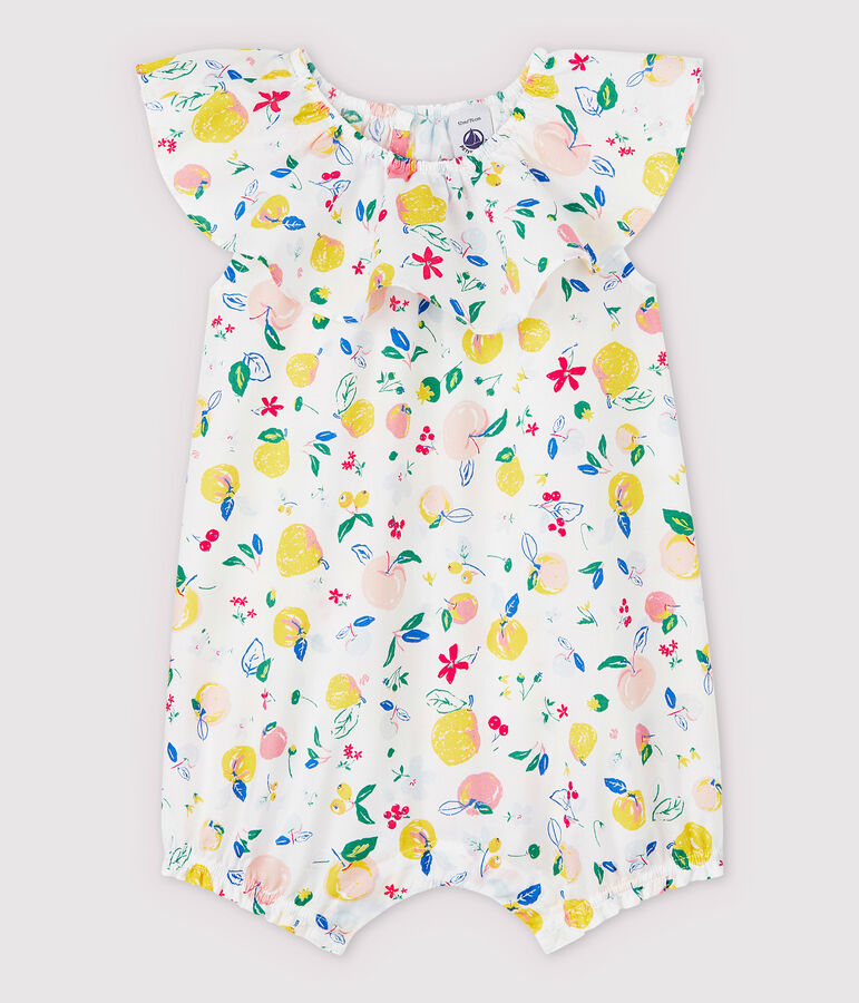 Mono corto de popelina de beb&eacute; ni&ntilde;a blanco/multicolor