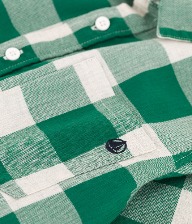Camisa a cuadros de franela de ni&ntilde;o MATCHA/crudo