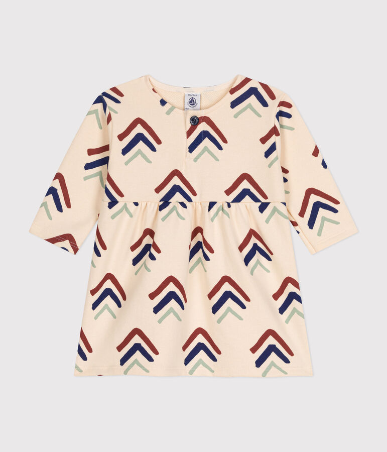 Vestido de felpa de manga larga para beb&eacute; crudo/multicolor