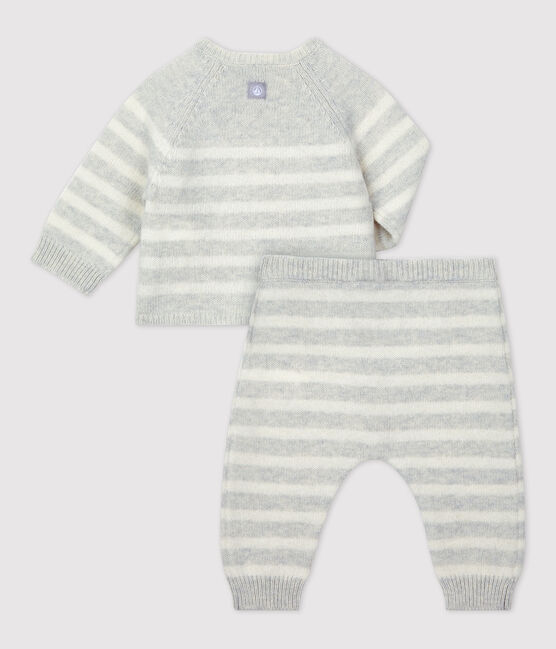 Conjunto de 2 piezas a rayas de punto de bebé beige MONTELIMAR/gris MARSHMALLOW