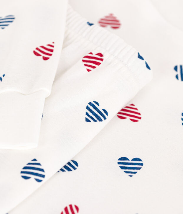 Pijama de algod&oacute;n con estampado de corazones para mujer blanco/multicolor