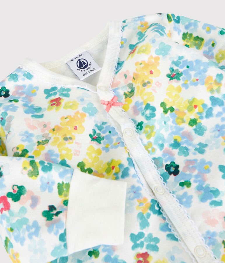 Pijama de flores de beb&eacute; ni&ntilde;a de felpa blanco/multicolor