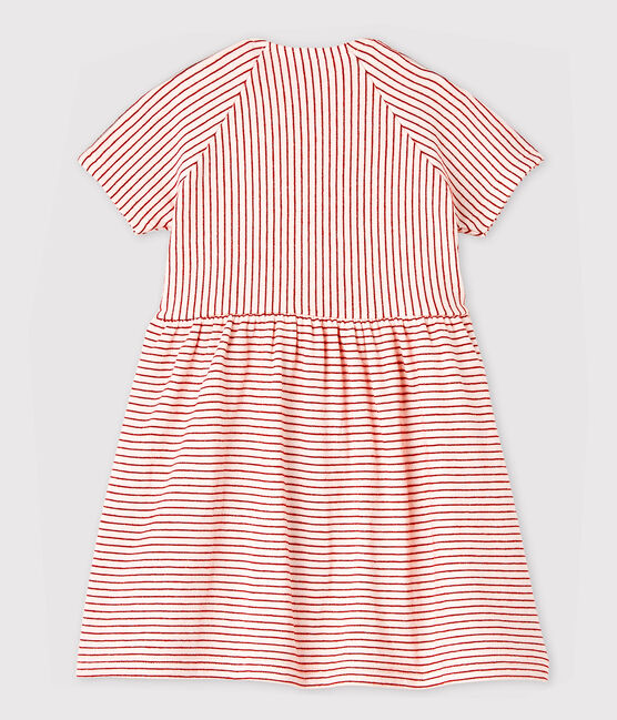 Vestido de manga corta de tejido tubular de rayas de bebé niña rosa FLEUR/rosa COPPER