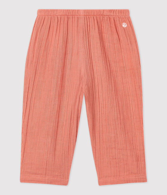 Pantalón de gasa de algodón ecológico para bebé rosa PAPAYE