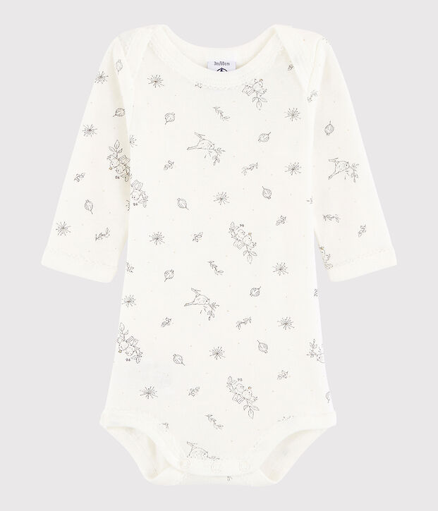 Bodi de manga larga de beb&eacute; ni&ntilde;a blanco/multicolor