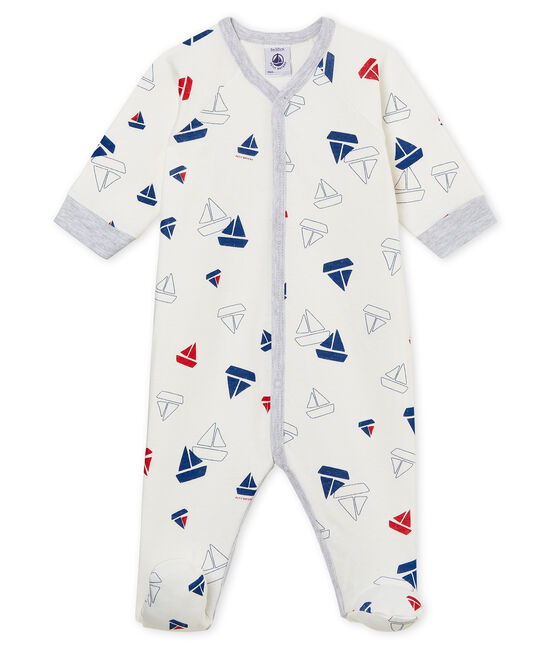 Pelele de tejido túbico para bebé niño blanco MARSHMALLOW/blanco MULTICO