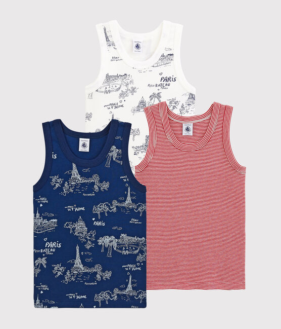 Juego de 3 camisetas de tirantes con estampado de París para niño variante 1