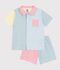 Pijama infantil corto abotonado de algod&oacute;n a rayas blanco/multicolor