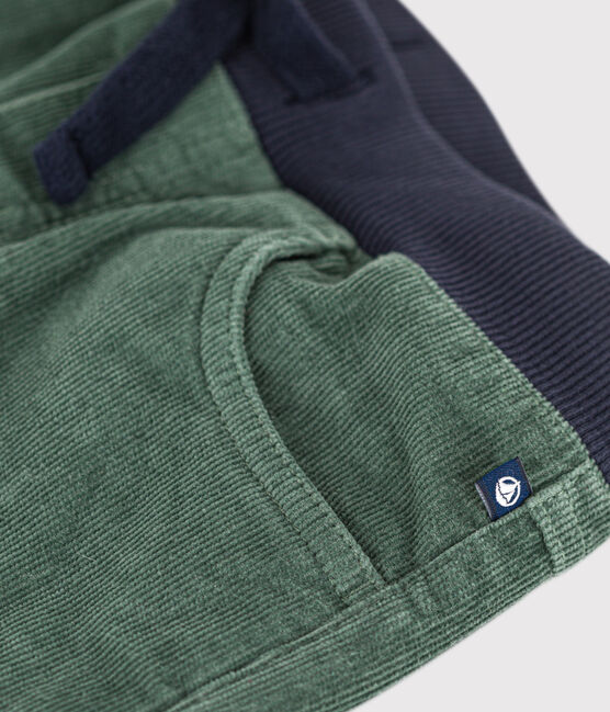 Pantalón recto de terciopelo medio de niña / niño verde VALLEE