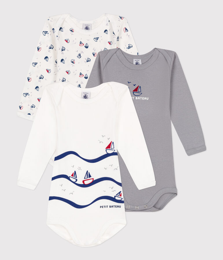 Juego de 3 bodis de algod&oacute;n de manga larga para beb&eacute; multicolor