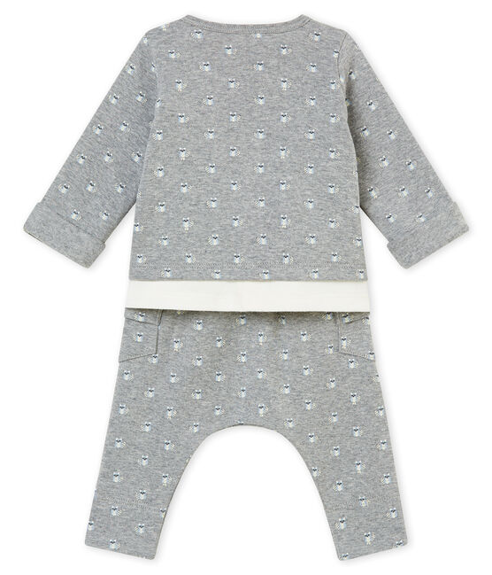 Conjunto de tres piezas estampado para bebé niño gris SUBWAY/blanco MULTICO