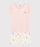Pijama corto con estampado de frutas de verano de algodón ecológico de chica/mujer rosa FLEUR/blanco MULTICO