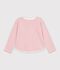 Camiseta infantil de manga larga a rayas rosa/crudo